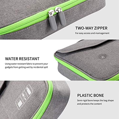Electronics Organizer,Electronic Accessories Double Layer Travel Cable Organizer Cord Storage Bag for Cables, iPad (Up to 11''),Power Bank, USB Flash Drive and More-(Gray)