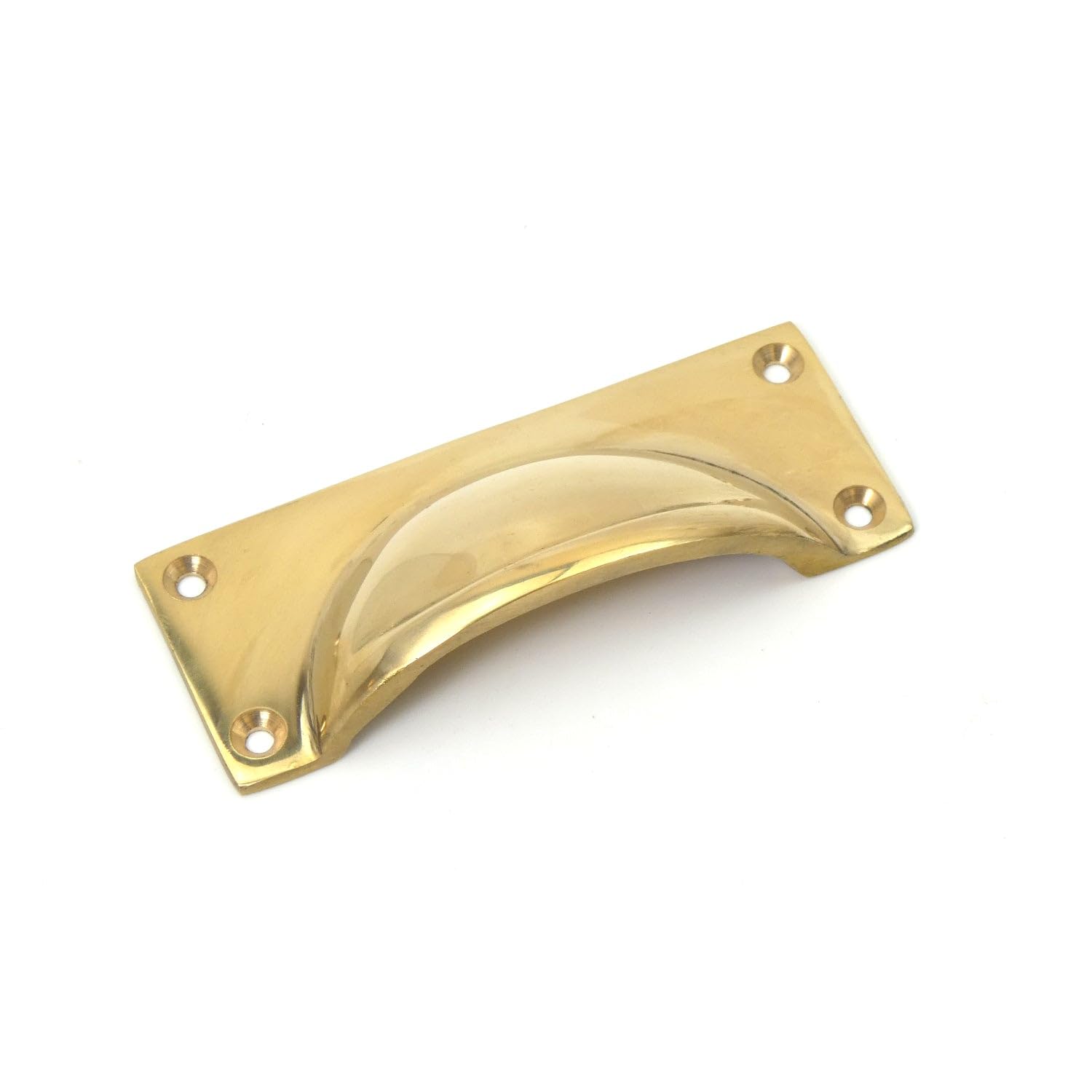 Oakcrafts - Solid Polished Brass 4 Screw Drawer Pull/Cup Handle