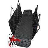 Dog Seat Covers with Pocket Zippers Side Flaps for Cars SUVs and Trucks - Dog Car Seat Covers - Pet Seat Covers - Dog Car Covers - Backseat Cover for Dog - Hammock Convertible plus 2 Pet Seat Belts