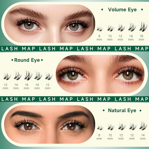 KEYYOU Flora Lash Clusters Flaunt Eyelash Clusters D Curl Cluster Eyelash Extensions 8-18mix False Eyelashes 132pcs Classic Wispy Natural Lash Cluster with Spikes（F01）