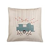 Cotton Linen Square Decorative Throw Pillow Case Vintage Cushion Cover home is where you park it