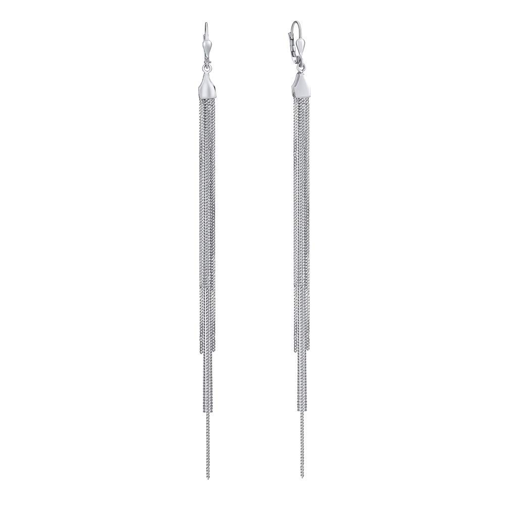 SILVEGO - SILVEGOB31648ZT - Women 925 Sterling Silver Long Chain Earrings 13cm