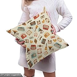 Ambesonne Vintage Fabric by The Yard, Retro Pattern
