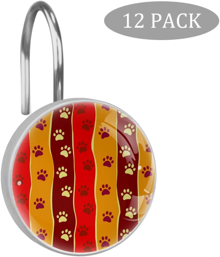 Eslifey Dogs Paws Patterns Stainless Steel Shower Curtain Hooks for