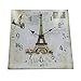 Hippih Silent Round Wall Clocks (12 Inches) Living Room Decorative Vintage/Country/French Style Wooden Clock (Square-Eiffel)