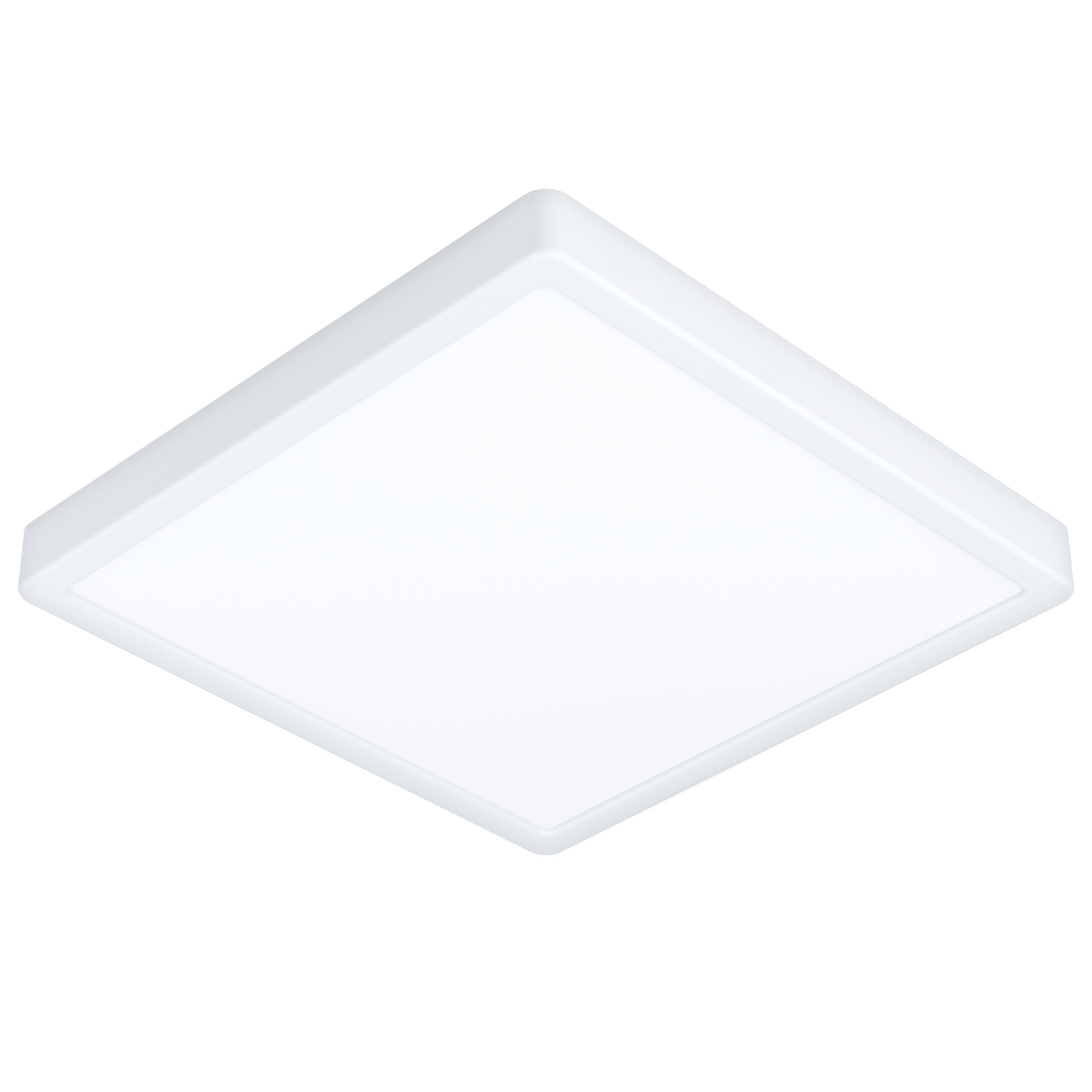Eglo LED Ceiling Light Fitting Fueva 6, Square Ceiling lamp, Bathroom Lighting, Flush luminaire Made of Plastic in White, Warm White-Cold White, IP44, 29 x 29 cm