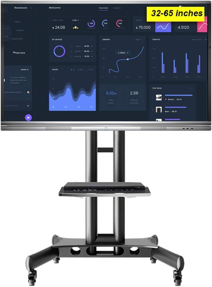 Jsmhh Mobile Tv Cart Floor Tv Stand For 32 To 65 Inch Lcd Led Flat