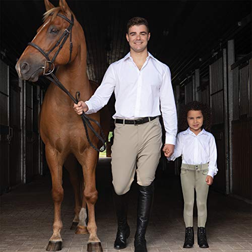 ELATION Girls Riding Pants for Kids Platinum Brooklyn - Horse Show Breeches Girls (Tan, 10)