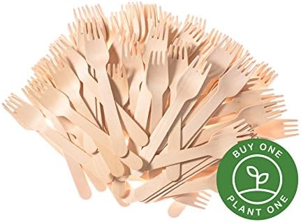 Disposable Wooden Forks • Eco-friendly Compostable Birch Wood • 100 Count • 6 inch
