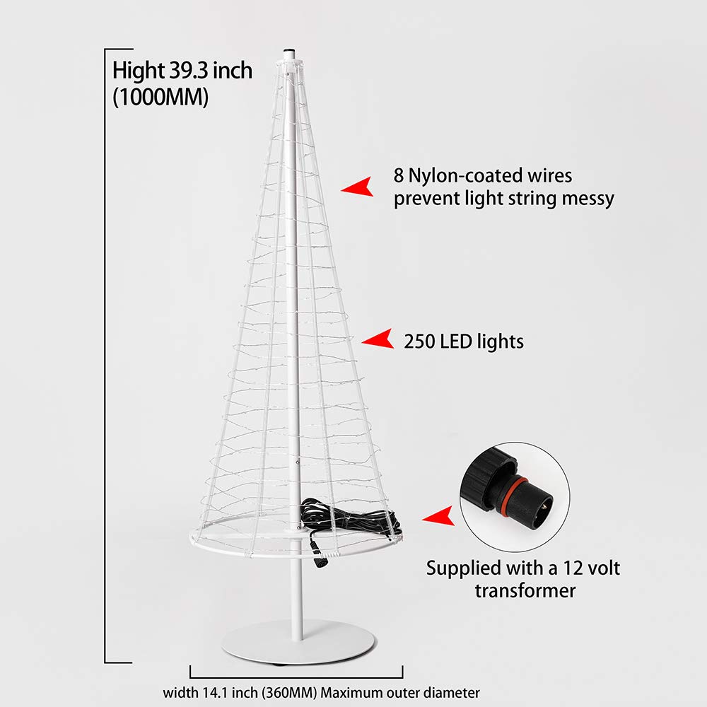 HONESTY 3.3FT Metal Tree Foldable,Home,Festival,Party,Wedding,Indoor and Outdoor Use,Warm White