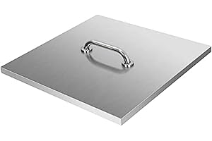 OLIPIC Fire Pit Heat Deflector, Stainless Steel Fire Pit Cover 1.5mm Thick, Square Fire Pit Burner Cover to Push Heat Down and Out, Fire Pit Lid with Carrying Handle,21 X 21