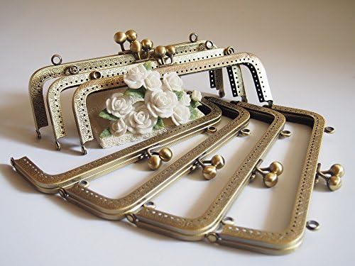 š 7 pieces š mouthpiece purse 20cm square type antique gold embossed pattern cloth leather bag pouch handmade Square angle of 7