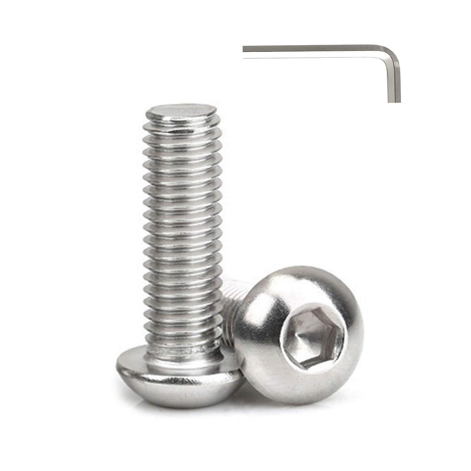 Photo 1 of #6-32 x 7/8" (100 Pcs) Button Head Hex Socket Cap Screws Bolts, 304 Stainless Steel 18-8, Hex Drive, Bright Finish, Fully Machine Thread