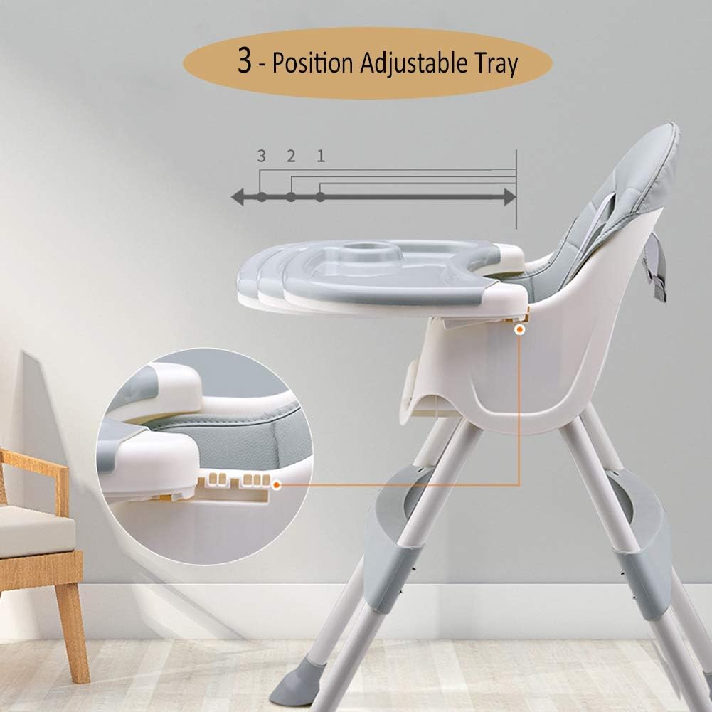 Avec Plateau Amovible Chaise Haute Pour Bebes Et Tout Petits Bleu Azur Harnais A 5 Points Et Pieds Reglables En Hauteur Chaise De Salle A Manger Pliante Et Portable Pour Garcons Et Filles