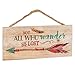 Not All Who Wander are Lost Arrow Feather 5 x 10 Wood Plank Design Hanging Sign