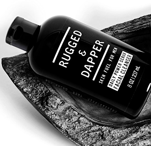 Daily Power Scrub Facial Cleanser For Men - 8 OZ - Face Wash + Energizing Toner + Exfoliating Scrub All-In-One - Natural & Certified Organic Ingredients