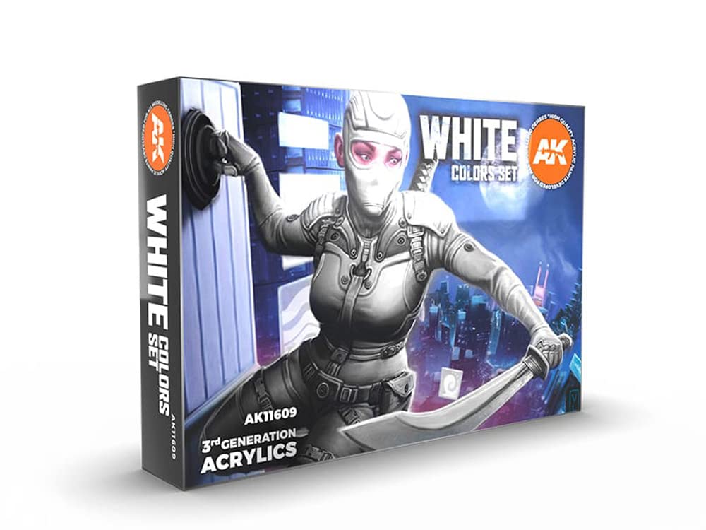 White Colours Set - AK Interactive Acrylic 3g Paints- AK11609