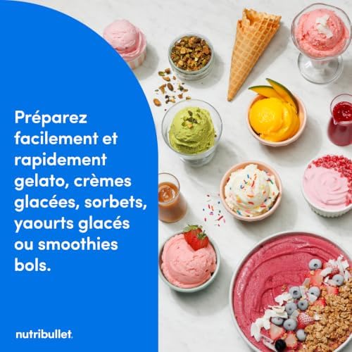 Chill – Machine à desserts glacés, gelato, sorbet, smoothie, yaourt glacé, crème glacée, 5 programmes automatiques, 3 récipients, couvercles, idéale pour les familles, blanche (NBD0503W)