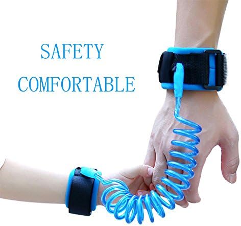 Comfortable Anti Lost Wrist Link Safety Velcro Wristband Walking Belt Harness &amp; Leashes Walking for Secure Toddlers, Children &amp; Kids &amp; Babies(Blue,1.5M &amp; 2.5M) (1.5m, blue)