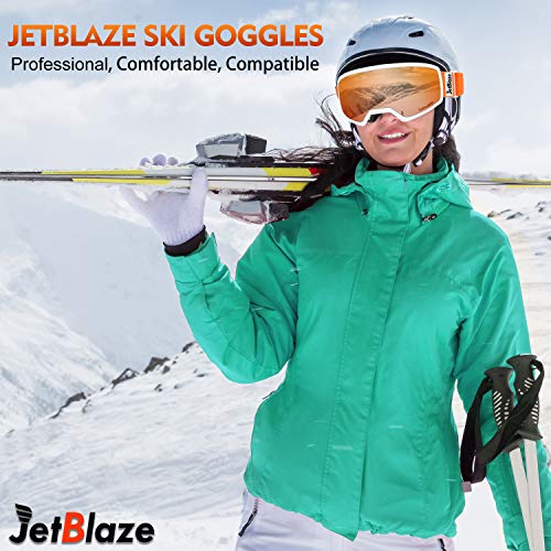 JetBlaze Ski Goggles, OTG Snowboard Goggles (Orange)