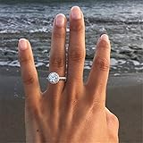 Tripmark Exquisite Ring 925 Sterling Silver Round White Sapphire Accross Diamond Jewelry Anniversary Proposal Gift Party Bridal Engagement Wedding Band Rings for Bride Women (7)