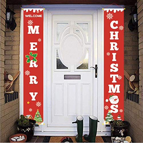 feb.7 Christmas Decorations, Merry Christmas Banner and Welcome Home Christmas Decorations Red Xmas Decor Banners for Home Wall Door Apartment Party (red2) - Thumbnail 4