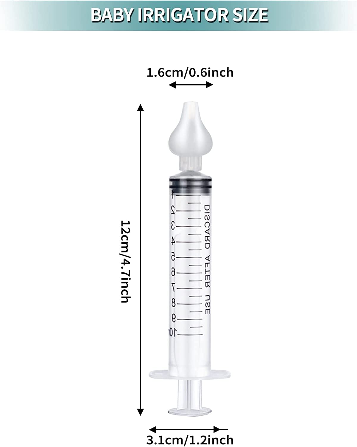 JUSONEY Baby Nose Syringe - Professional Fly Baby Irrigator with Clean and Reusable Silicone Nose Tips (2 Pieces)