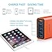 Lumsing Quick Charge 2.0 40W Multi-Port USB Desktop Charging Station Dock with Smart IC Technology, 1 Port QC2.0 + 4 Port with Smart IC Technology, 5 Port USB Desktop Charger for SmartPhones Orange