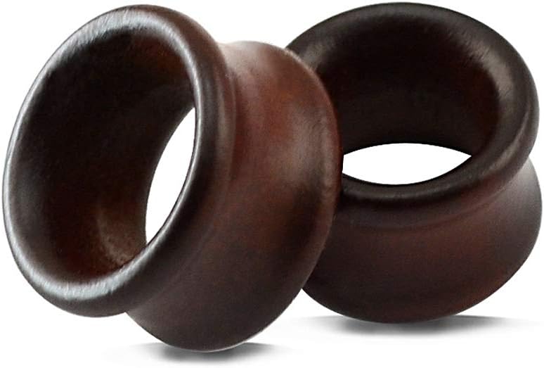 ZS Vintage Natural Brown Wood Organic Ear Tunnel Plugs Stretcher Gauges for Men and Women