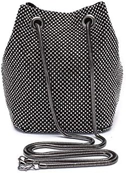 Peng Fang Evening Bags Clutches Shoulder Bucket Bag for Women Crystal Rhinestone Small Handbag Party Prom Wedding Purse(Gold)