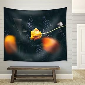 Focusing on The Yellow Flower - Fabric Wall Tapestry Home Decor - 51x60 inches