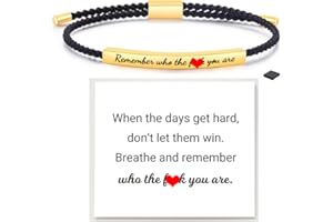 LIU JUN Remember Who The F You Are Motivational Tube Bracelet For Women, Adjustable Hand Bradied Wrap Stainless Steel To My Daughter/Best Friend Inspirational Gifts Teen Girls Jewelry