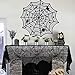Halloween Decorations Indoor, Set of 4 Black Lace Decors, Including Spider Web Fireplace Mantel Scarf Cover,Spiderweb Round Lace Table Topper Tablecloth, 2Pcs Spider Web Lamp Shade Cover Scarf