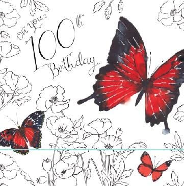 Twizler Happy 100th Birthday Card for Her with Silver Foiling