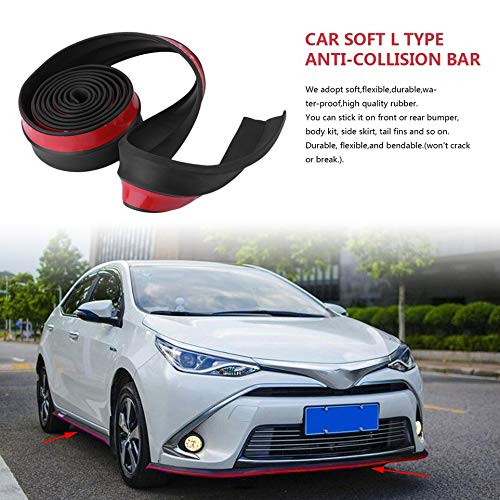 Minigonna Laterale Auto Universale 2.5m X 60mm – Labbro Paraurti In Gomma TPVC, Protezione Anti Graffio E Decorazione Auto (Nero)