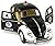 Set of 2: 5" Classic and New Volkswagen Beetle Police Cars (Black/White)