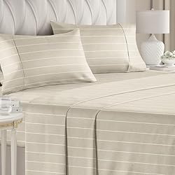 Striped Bed Sheets - Beige Sheets - Tan Striped