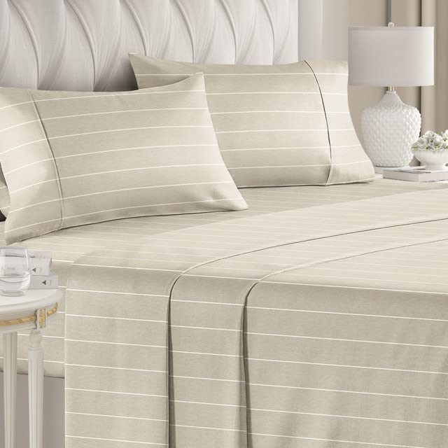 Striped Bed Sheets - Beige Sheets - Tan Striped