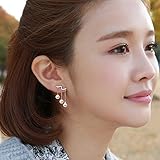 A&C Fashion Korean Version Beads Pendant Earrings for Women. Unique Handmade Earrings Jewelry for Girl. (Silver Color)