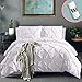 Vailge 3 Piece Pinch Pleated Duvet Cover with Zipper Closure, 100% 120gsm Microfiber Pintuck Duvet Cover, Luxurious Pintuck Decorative (White,California King)