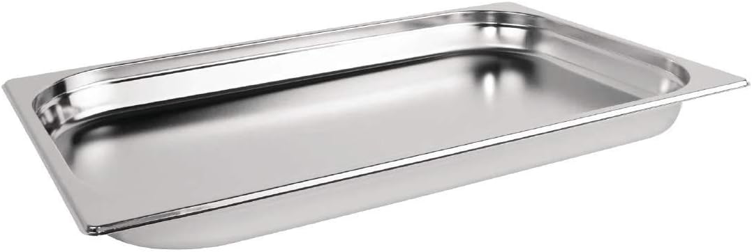 Vogue K998 Stainless Steel 1/1 Gastronorm Pan 3Ltr/20mm Deep Food Container, Silver