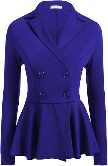 Amazon Chenshiba Jp 女性カジュアルブレザージャケットダブルブレストクロップハイローフリルヘムオフィスビジネスコートドレス 1 L コート ジャケット 通販