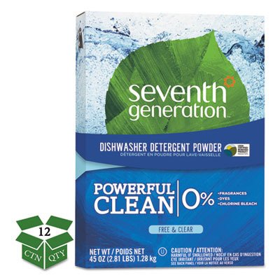 Seventh Generation SEV 22150 Natural Automatic Dishwasher Powder, Free and Clear, 45 oz. Box (Pack of 12)