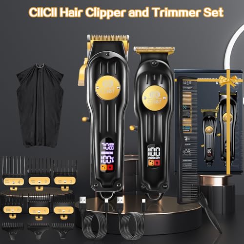 CIICII Men's Hair Clipper and Hair Machine Kit, Professional Wireless Hair Clipper for Hair Cutting (USB Rechargeable Adjustable Beard & Trimmer) Hair Clipper for Home Salon