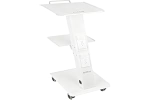 OIYALI Esthetician Cart with Sockets, Beauty Salon Cart with Wheels, Three-Tier Metal Mobile Table, 100-Pound Capacity, Suitable for Nail Salons, Tattoo Studios,Clinics, Hair Salon, and More