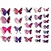 Home Decor 24pcs 3d Fashion Lively Butterfly Wall Sticker with Sponge Gum for Nursery Decoration,Bathroom Decor,Office Decor,3d Wall Art,3d Crafts for Wall Art Kids Room Bedroom,Purple