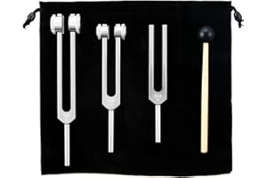 LEMFEMA Tuning Forks Set- 128Hz, 256Hz, 512Hz, Body Tuning Forks Perfect for Sound Chakra Set,Musical Instrument, Therapy, Silver