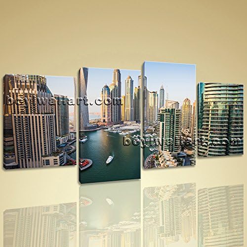 Extra Large Canvas Print Dubai Cityscape Wall Art Bedroom Decorative Arts Framed Extra Large Wall Art, Gallery Wrapped, by Bo Yi Gallery 67"x36"