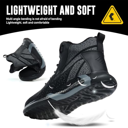 COOU Safety Boots Men Women Comfortable Work Shoes Steel Toe Lightweight Breathable Footwear Sports Safety