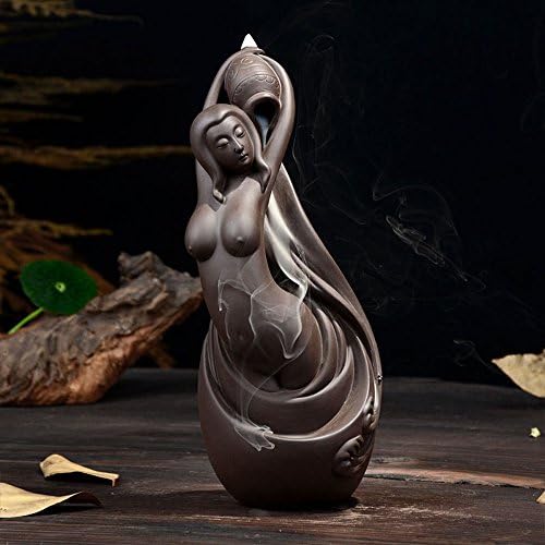 SYNPIE Incense Cone Burner-Purple Clay Women Backflow Stick Incense Burner Incense Cone Holder &amp; 10 Incense Cones for Home Fragrance Home Decor Mediation Tea Ceramony